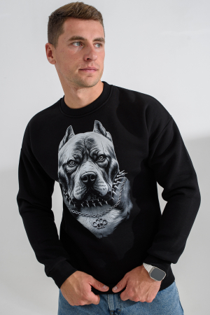 Мужской свитшот 8559 / черный+питбуль