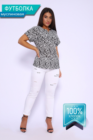 Женская футболка 32743 / леопард черный