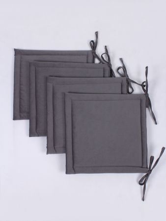 Комплект квадратных подушек на стул с завязками (4 шт.) арт. PKK / Серый