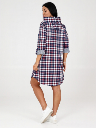 Женская туника с капюшоном ТК-342 / Сине-красная рябь