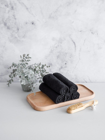 Набор махровых салфеток 5 шт 30x30 / черный