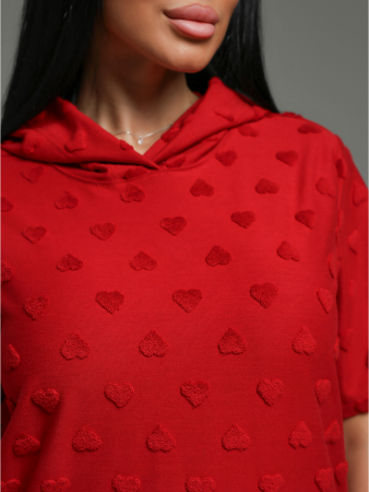 Женский костюм Суфле / Махра, бордо сердечки