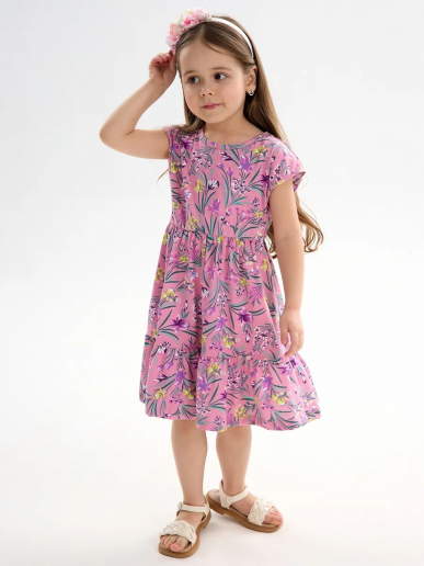 Детское платье "Ласточка" / Ирисы на розовом
