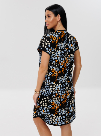 Женский халат Х-154(К) / Черный (оранжевый узор)