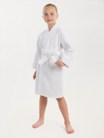 Детский вафельный халат / белый