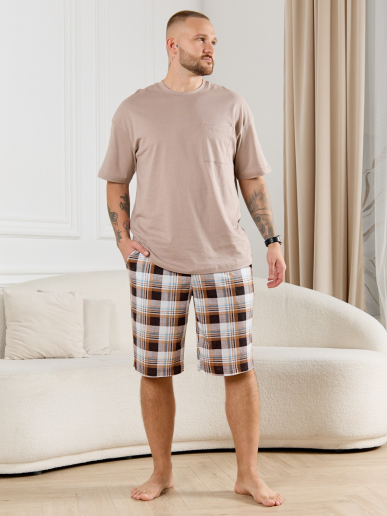 Шорты мужские Тор-2 / клетка коричневая