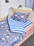 Детское постельное белье поплин с простыней на резинке / Мишки, синий