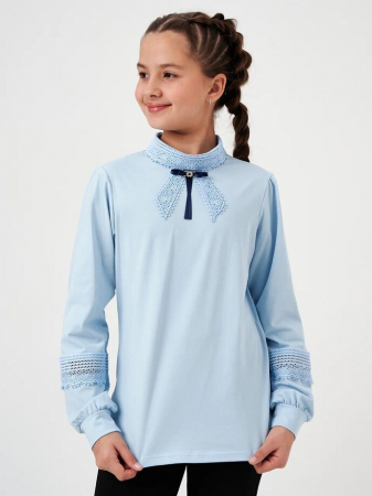 Детская блузка "Алена" длинный рукав / Голубой