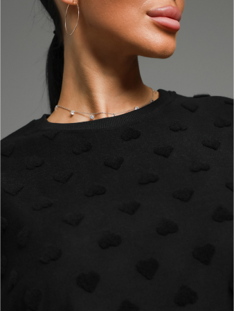 Женская футболка Ирбис / Махра, черный сердечки