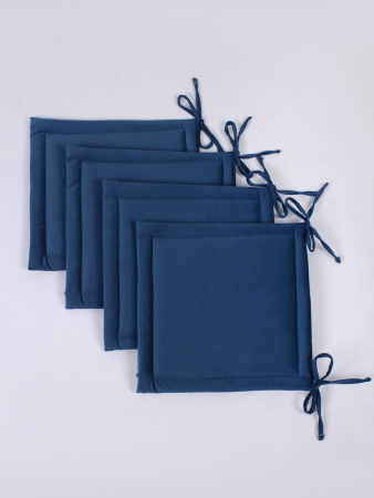 Комплект квадратных подушек на стул с завязками (4 шт.) арт. PKK / Синий