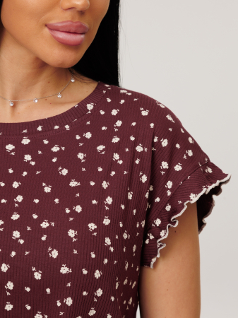 Женская пижама П-109(Л) / Бордовый (цветы)