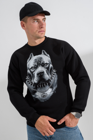 Мужской свитшот 8559 / черный+питбуль