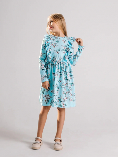 Детское платье "Красотка" / Цветущий сад на голубом