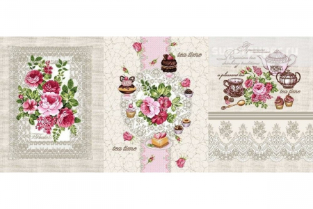 Набор полотенец вафельное полотно 3 шт. / Чаепитие