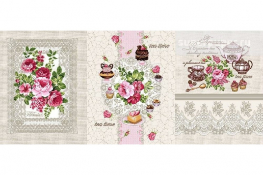 Набор полотенец вафельное полотно 3 шт. / Чаепитие