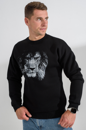 Мужской свитшот 8559 / черный+лев