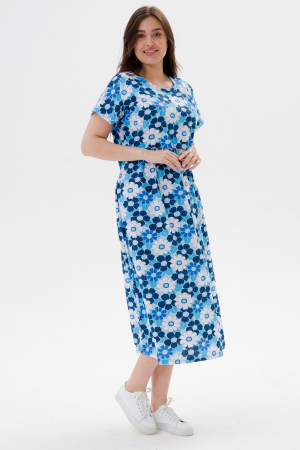 Платье женское из кулирки Миранда / Голубая ромашка