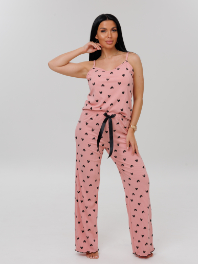 Женская пижама П-111(Л) / Персиковый (сердечки)