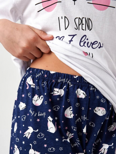 Детская пижама с брюками "Кисонька" короткий рукав