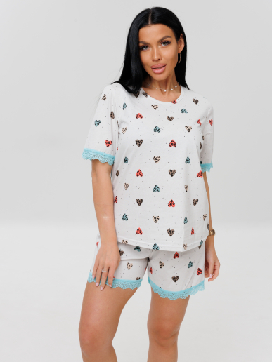 Женская пижама П-69(К) / Белый (сердечки)