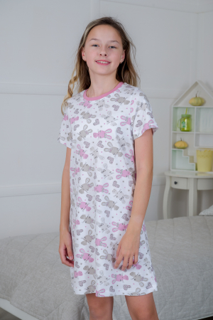 Ночная сорочка подростковая Ласка / зайчики розовый
