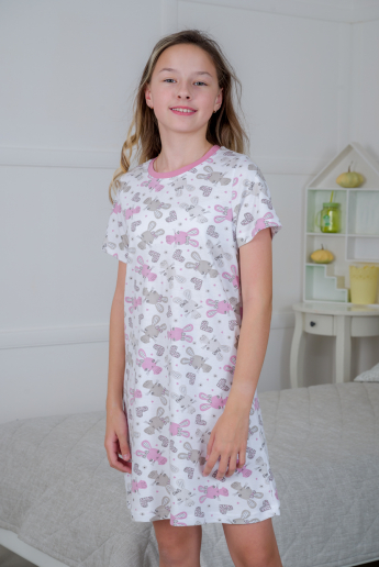 Ночная сорочка подростковая Ласка / зайчики розовый