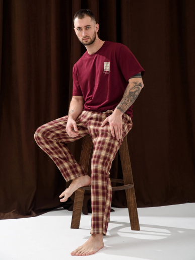 Мужская пижама "Счастливый билет" 2434-К/Ф / Бордовый