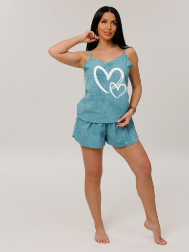 Женская пижама П-102(К) / Бирюзовый (сердце)