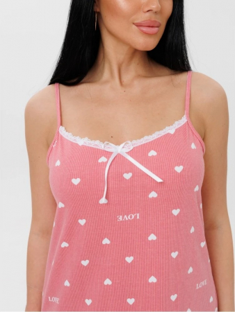 Женская сорочка Сор-96(К) / Коралловый (сердечки)