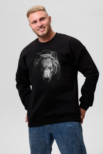 Мужской свитшот 8559 / черный+медведь