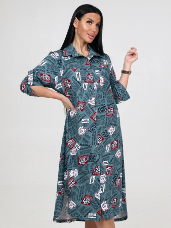 Женская туника МИДИ ТК-25 / Оливковый, газета