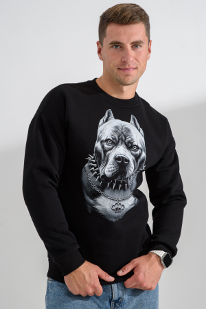 Мужской свитшот 8559 / черный+питбуль