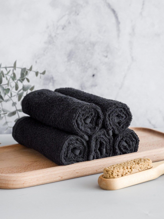 Набор махровых салфеток 5 шт 30x30 / черный