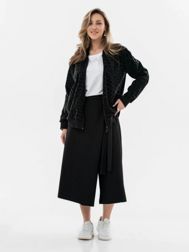 Женский джемпер-бомбер на молнии / Черный