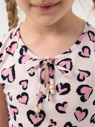 Детское платье "Славянка" / Розовый лео