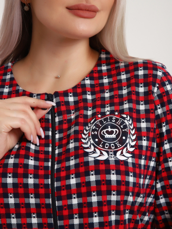 Женский халат Клетка 525 / Синий, красный