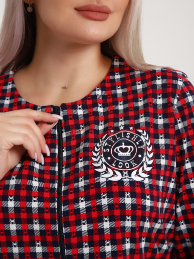 Женский халат Клетка 525 / Синий, красный