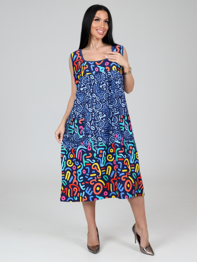 Женский сарафан МАКСИ СК-345 / Разноцветный узор