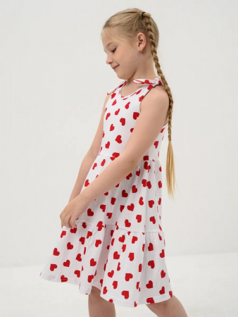 Детский сарафан "Романс" / Белый, сердечки