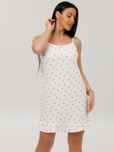 Женская сорочка Сор-114(Л) / Молочный (цветочки)