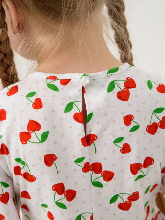 Детское платье "Мальва" / Белый, вишня