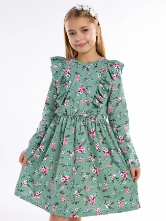 Детское платье "Красотка" / Веточки на зеленом