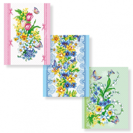 Набор полотенец вафельное полотно 3 шт. / Весенний букет