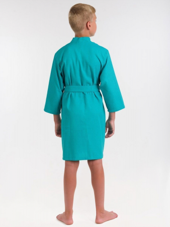Детский вафельный халат / изумрудный