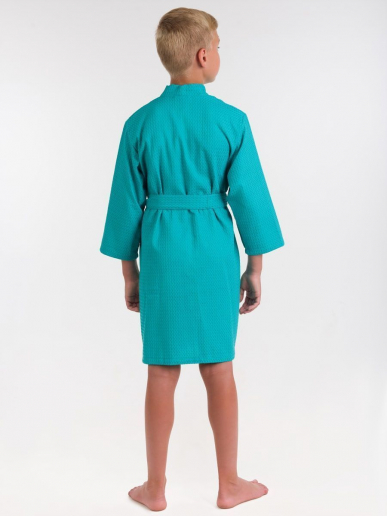 Детский вафельный халат / изумрудный