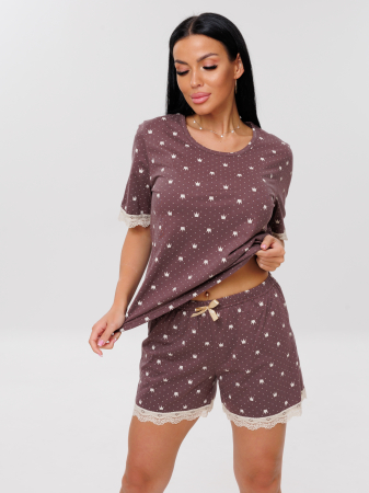 Женская пижама П-69(К) / Шоколадный (короны)