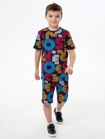 Детская пижама с шортами "Сорванец" / Диско красный