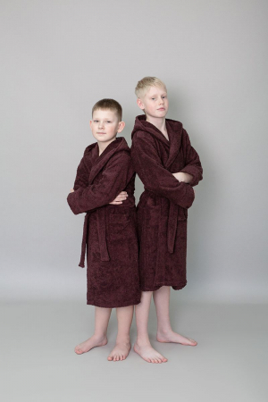 Детский махровый халат с капюшоном / шоколадный