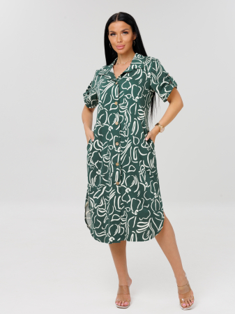 Женский халат Х-105(К) / Зеленый (узоры)