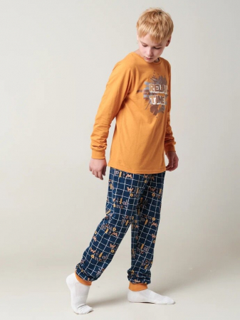 Детская пижама "Дрема" длинный рукав / Оранжевый